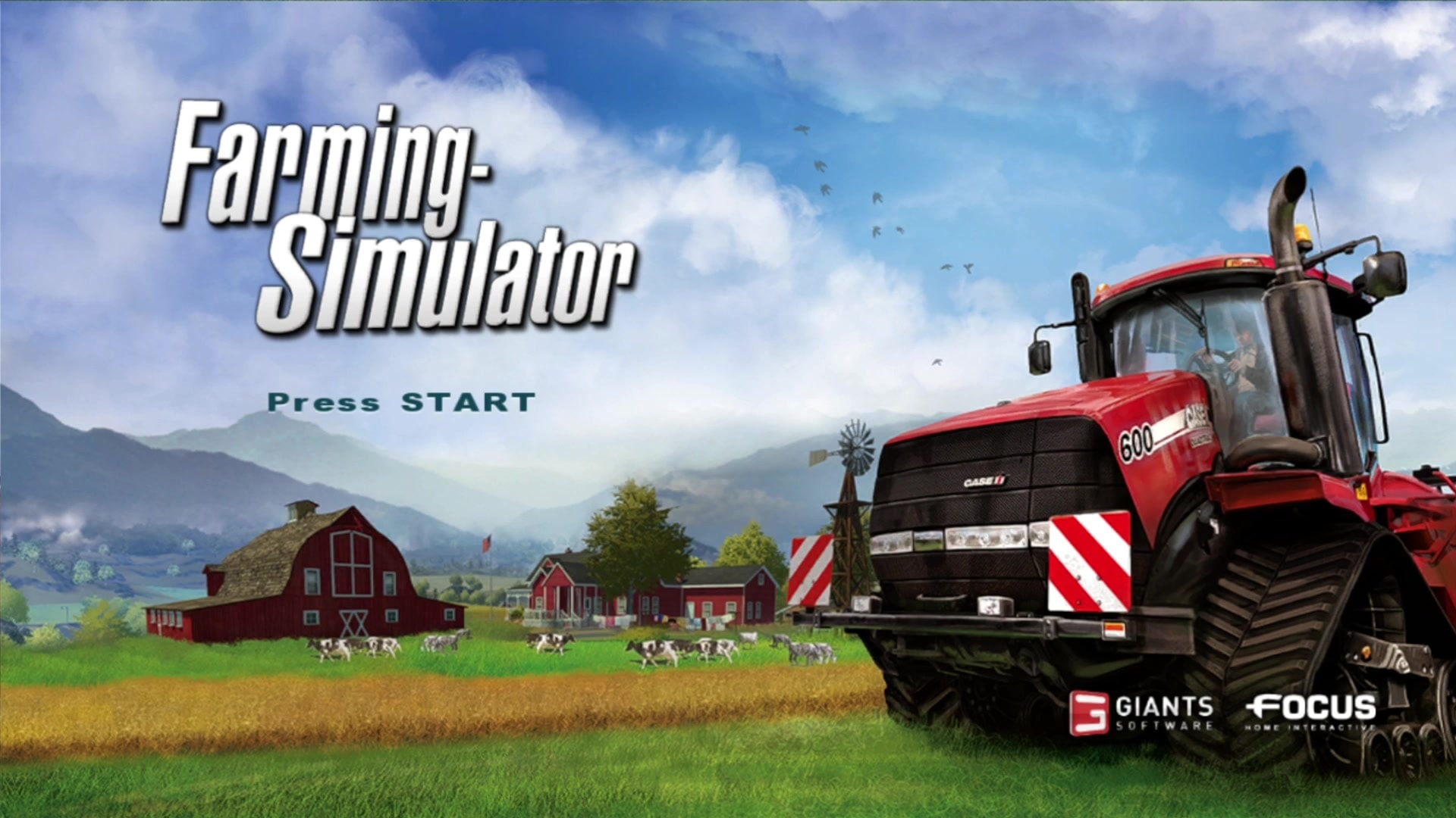 Farming Simulator title screen for Xbox 360